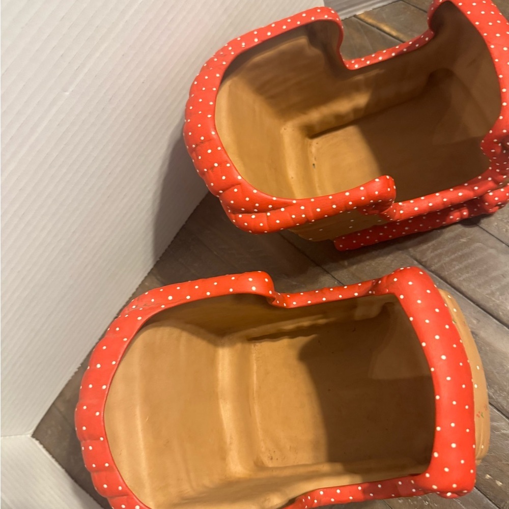 Vintage Kimple Mold Ceramic Sleigh Set - Hand Painted Polka Dot - Picture 6 of 11